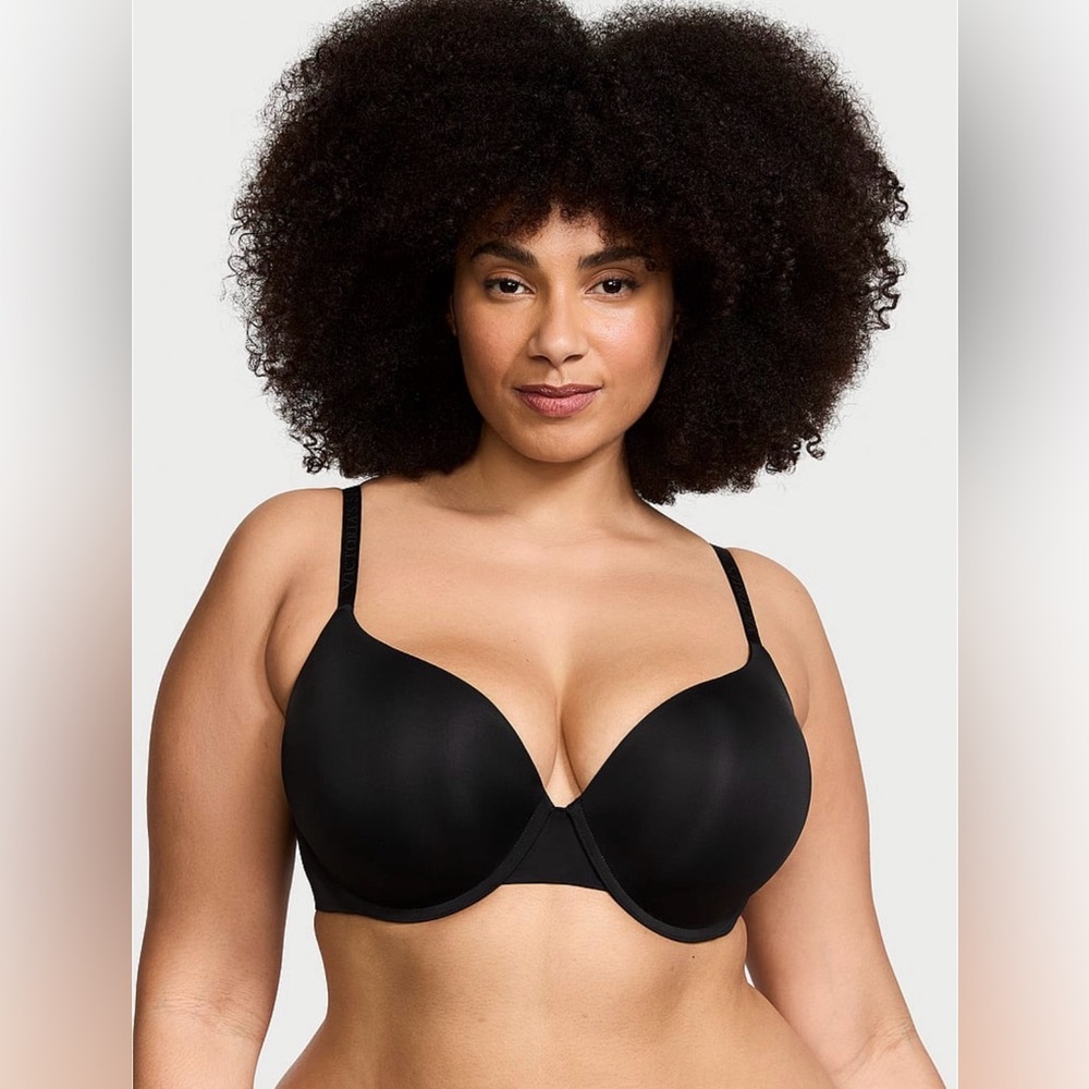 Victoria's Secret T-Shirt Perfect Shape Smooth Push-Up Bra Black Size 38DDD